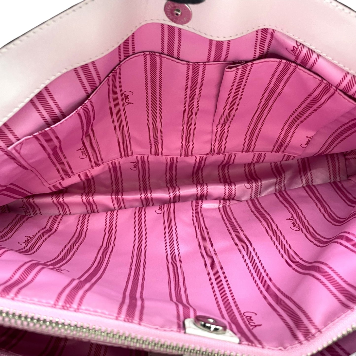 コーチ COACH トートバッグ 13160 ホワイト 白 レザー シルバー金具 ブラウン 茶色 チャーム付き A4対応 通勤 通学 S93