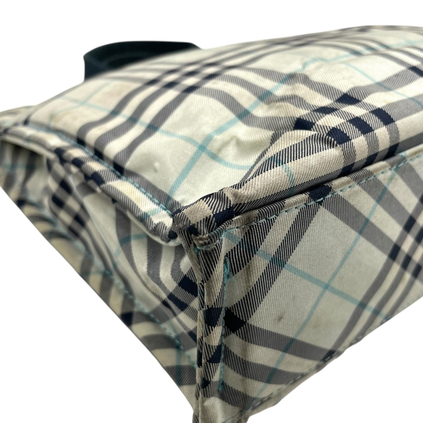 BURBERRY BLUE LABEL バーバリー ブルーレーベル ハンドバッグ ミニトート ノバチェック ライトブルー ネイビー ナイロンキャンバス ホースロゴ レディース U14