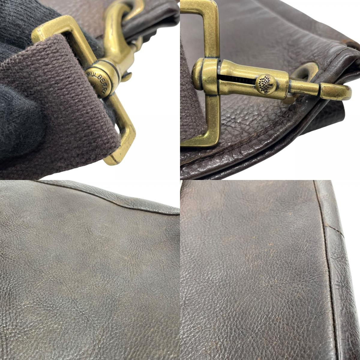MULBERRY マルベリー ショルダーバッグ ダークブラウン レザー ターンロック ゴールド金具 k13