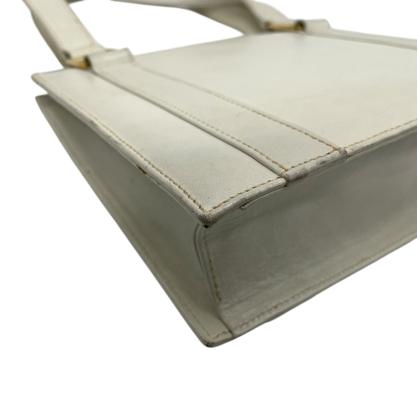 Salvatore Ferragamo サルヴァトーレフェラガモ ヴィンテージ ハンドバッグ レザー ホワイト ゴールド金具 K7