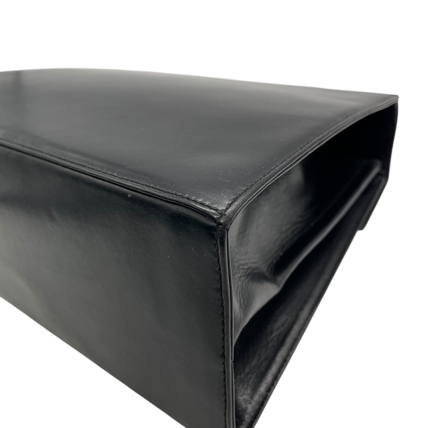 Salvatore Ferragamo フェラガモ ガンチーニ ハンドバッグ カーフレザー ブラック ゴールド金具 ヴィンテージ フォーマル A