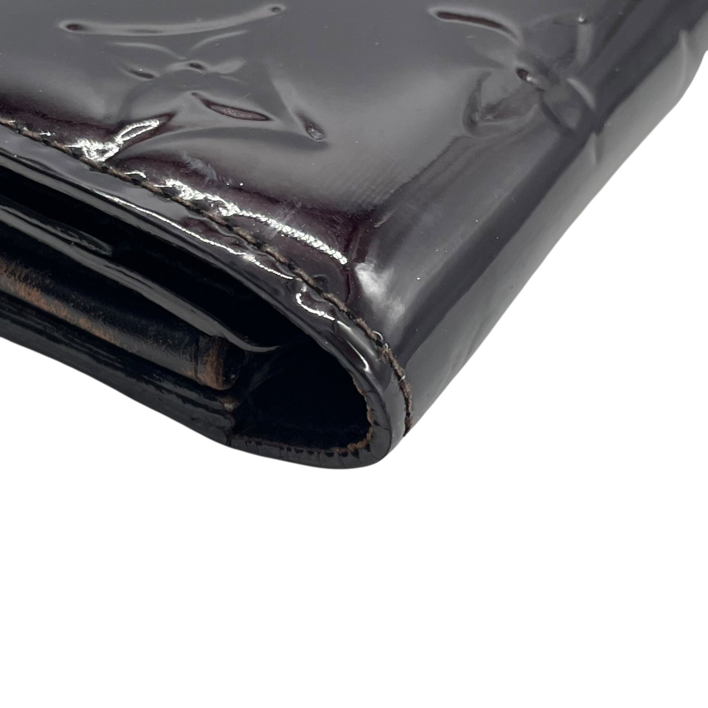 Authentic Louis Vuitton Porte-Feuille Sarah Monogram Vernis M93524 Long Wallet Amarante Patent Leather Gold Hardware Women's