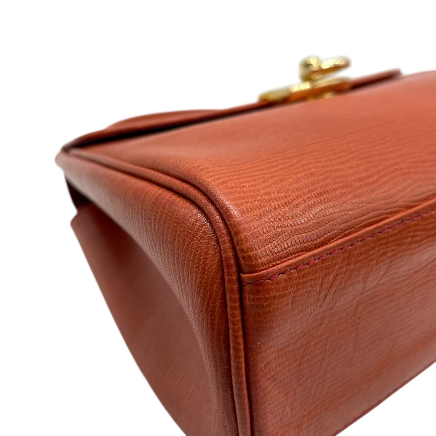 Excellent Authentic Gianni Versace 2WAY Handbag Shoulder Bag Leather Brown Orange Gold Hardware Crossbody Ladies