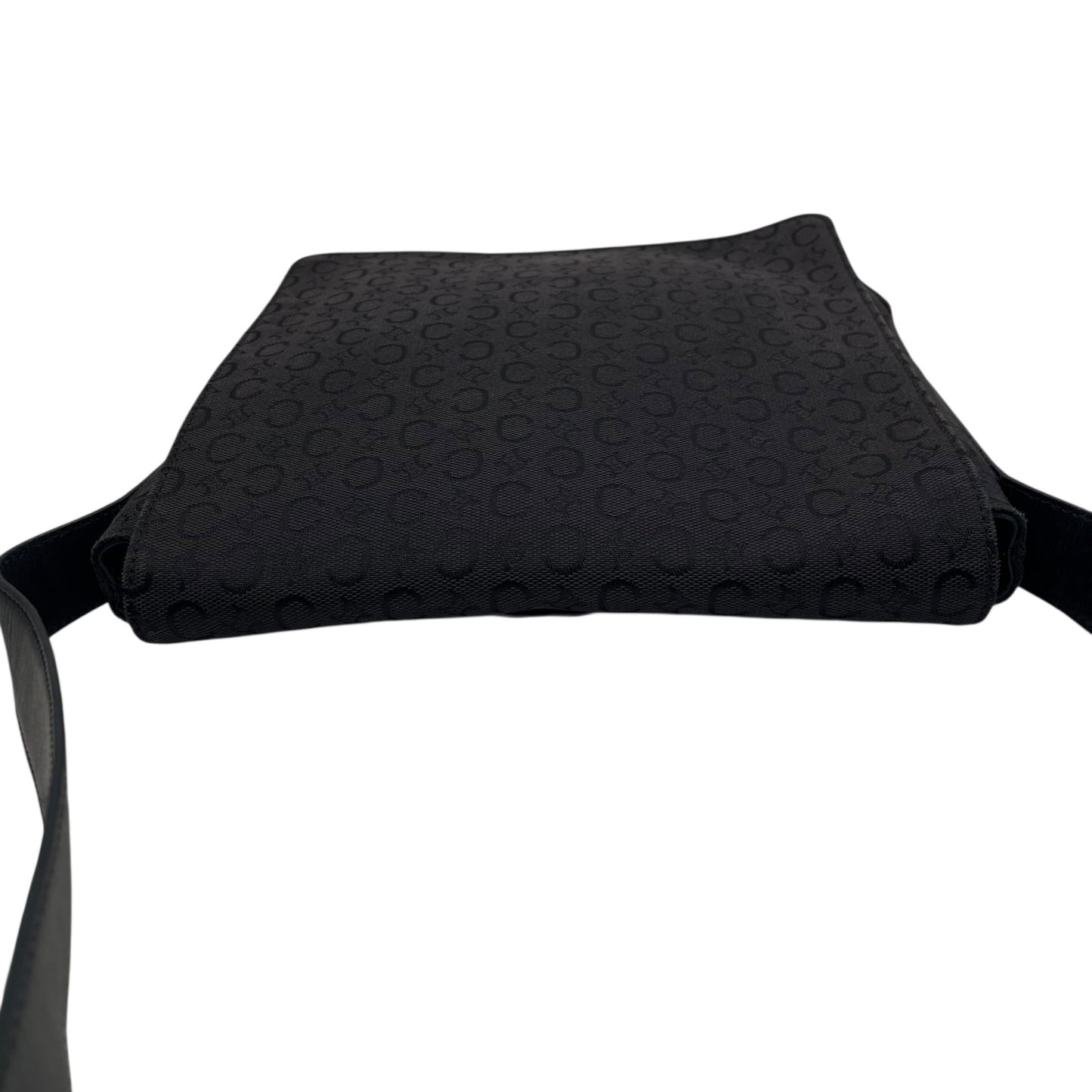 美品 CELINE セリーヌ Cマカダム ショルダーバッグ キャンバス レザー 黒 ブラック シルバー金具 メッセンジャーバッグ オールドセリーヌ メンズ レディース K11