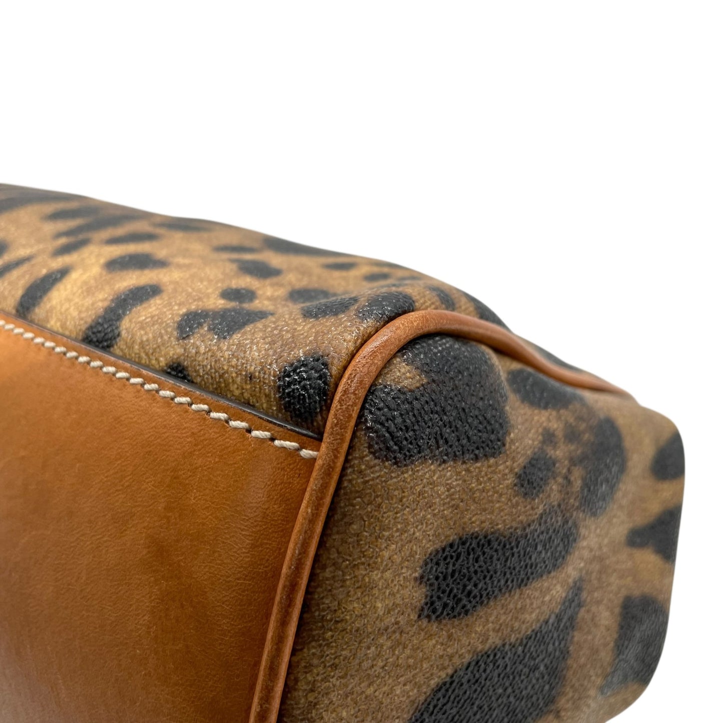 美品 DOLCE&GABBANA ドルチェ＆ガッパーナ シシリー 2WAY ハンドバッグ ショルダーバッグ ドルガバ レオパード ヒョウ柄 レザー PVC ブラウン 茶 ブラック 黒 レディース D&G ロゴプレート フラップ ゴールド金具 斜め掛け可 K4