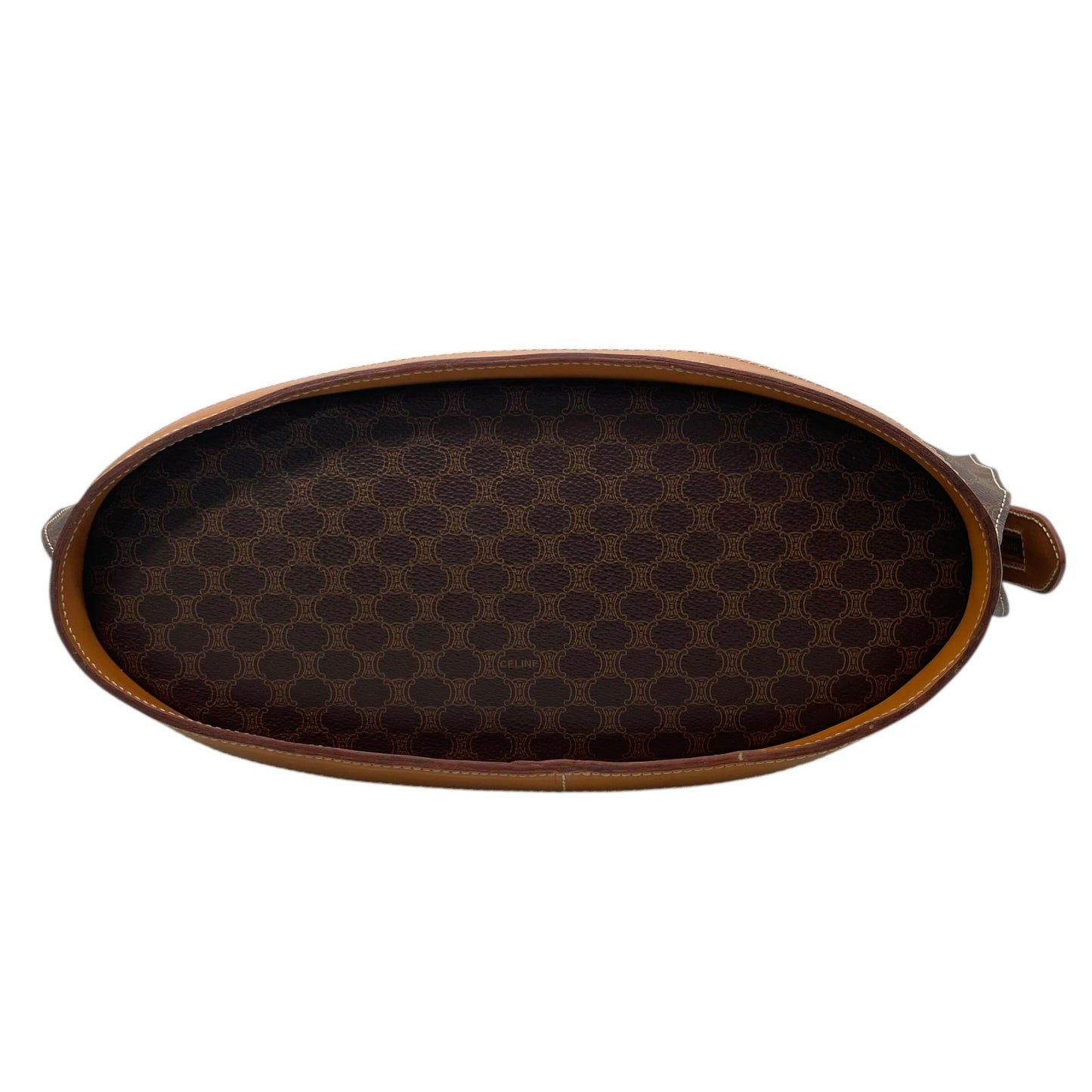 美品 CELINE セリーヌ マカダム ハンドバッグ トートバッグ PVC レザー 茶 ブラウン ゴールド金具 ワンショルダー 肩掛け可 ヴィンテージ オールドセリーヌ レディース B1