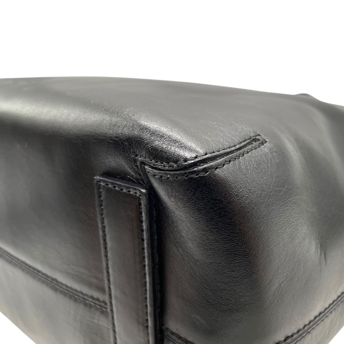 美品 HIROFU ヒロフ トートバッグ ハンドバッグ Hロゴ 黒 ブラック レザー シルバー金具 手提げ A4収納可 レディース H