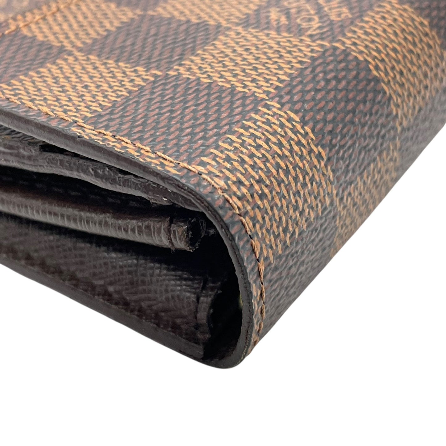 美品 LOUIS VUITTON ルイヴィトン 長財布 ダミエ ポルトフォイユサラ N61734 茶 ブラウン PVC レザー ゴールド金具 メンズ レディース H1