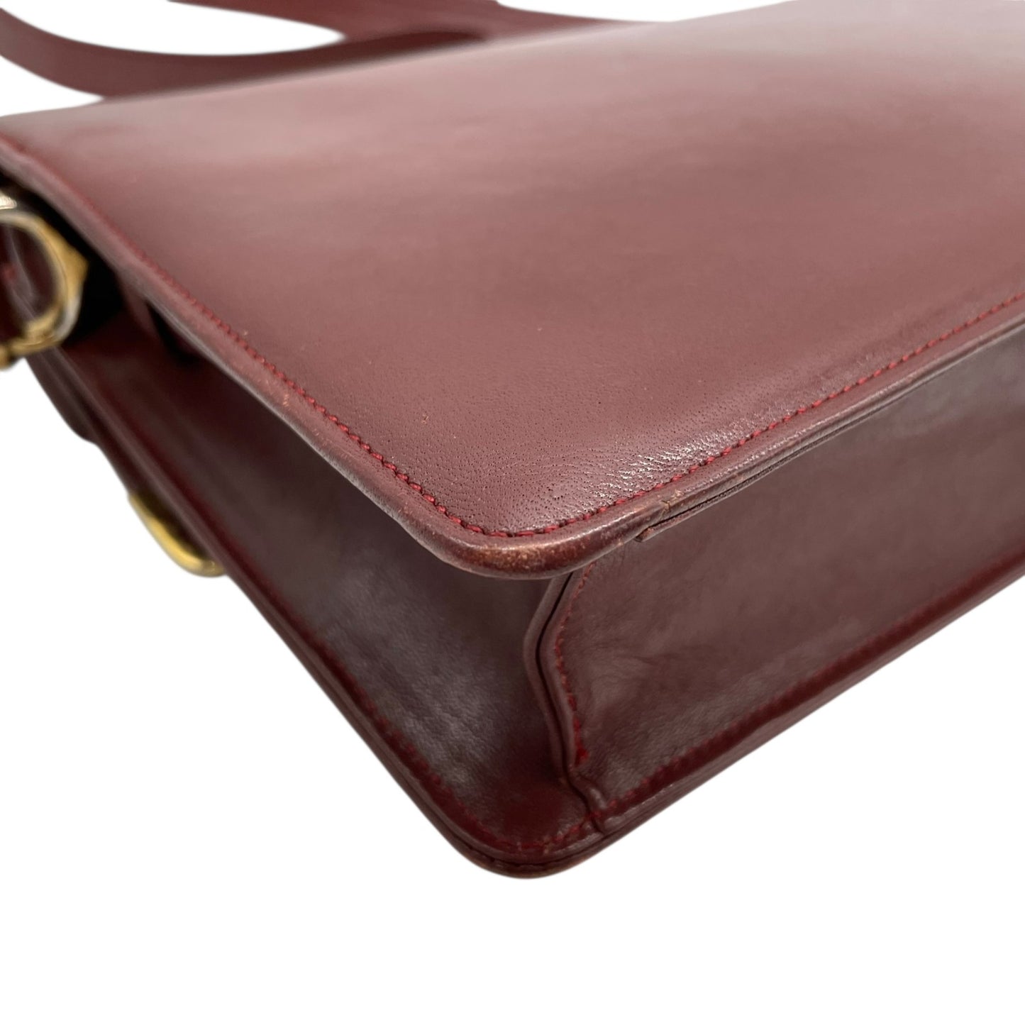 Cartier カルティエ マストライン ショルダーバッグ 赤 ボルドー ワインレッド レザー ゴールド金具 肩掛け可 斜め掛け可 2Cモチーフ マストドゥカルティエ ヴィンテージ レディース E2