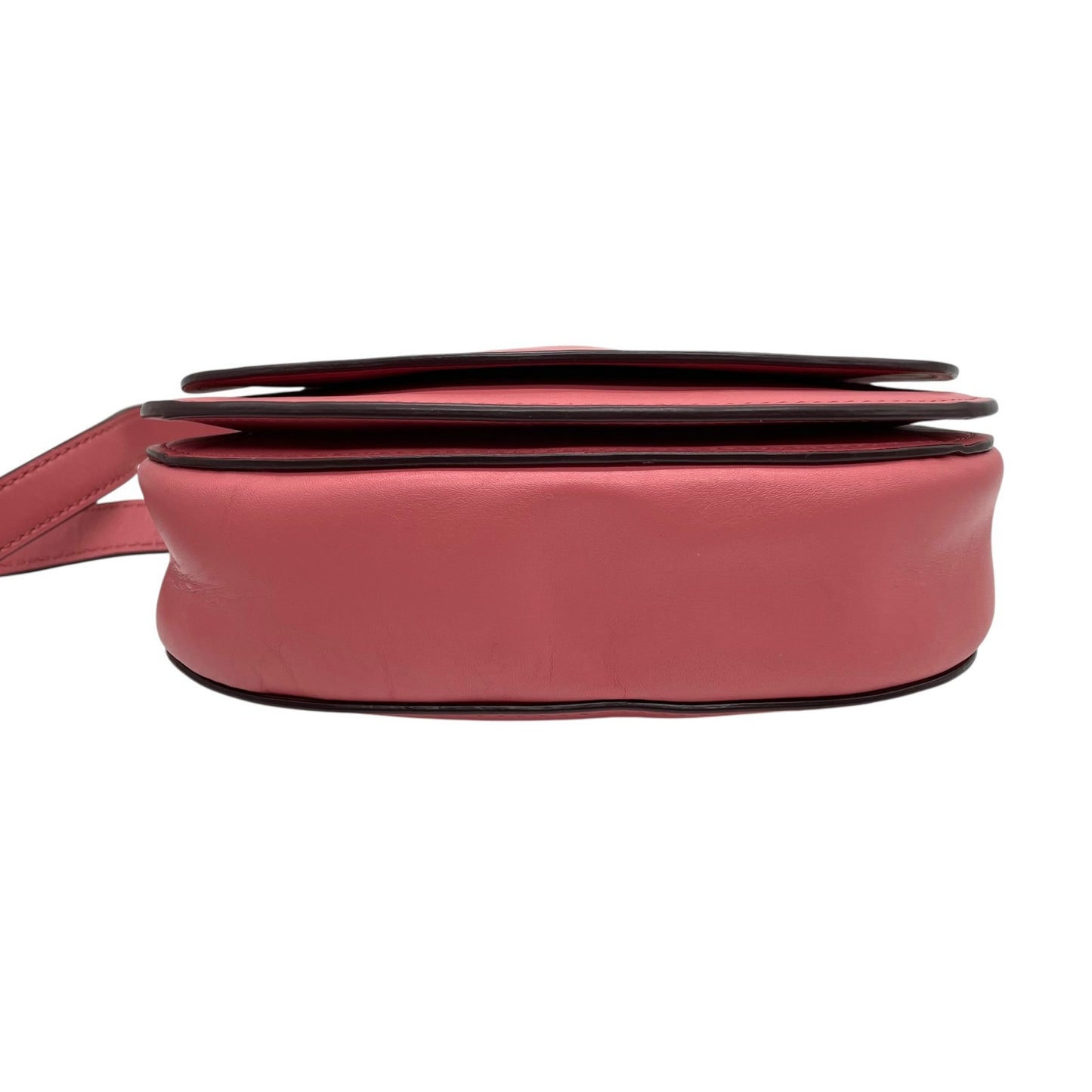 美品 COACH コーチ ショルダーバッグ サドルバッグ グラブタン レザー ピンク ブラック金具 SD-20115 斜め掛け可 フラップ開閉 レディース K4