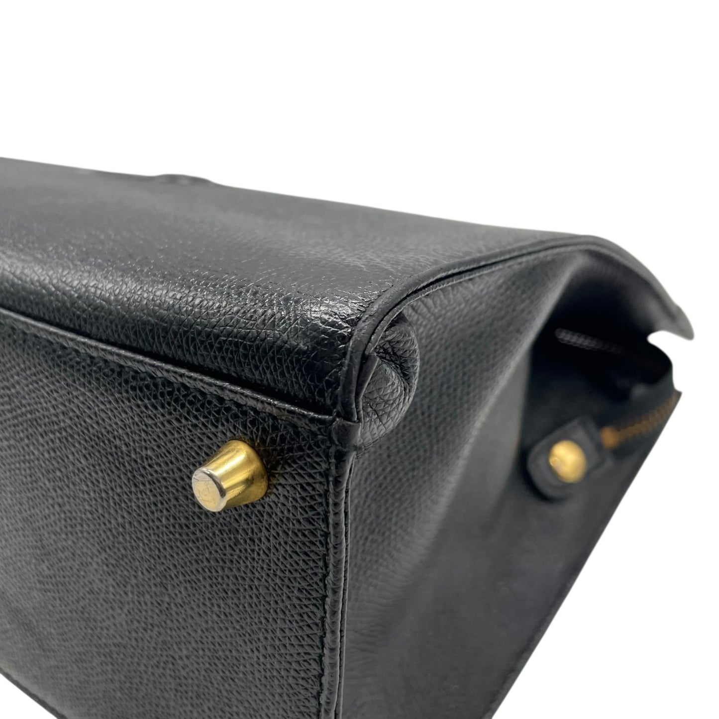 Authentic GIANNI VERSACE Black Sunburst Embossed Leather Handbag Gold Hardware Vintage Archive Women