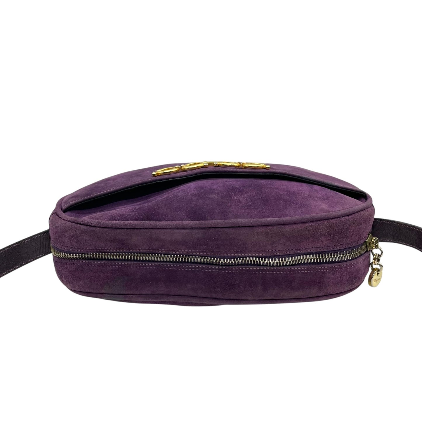 美品 Salvatore Ferragamo フェラガモ ガンチーニ ダブルガンチーニ ショルダーバッグ 紫 パープル スエード ゴールド金具 斜め掛け可 ポシェット ヴィンテージ レディース D7