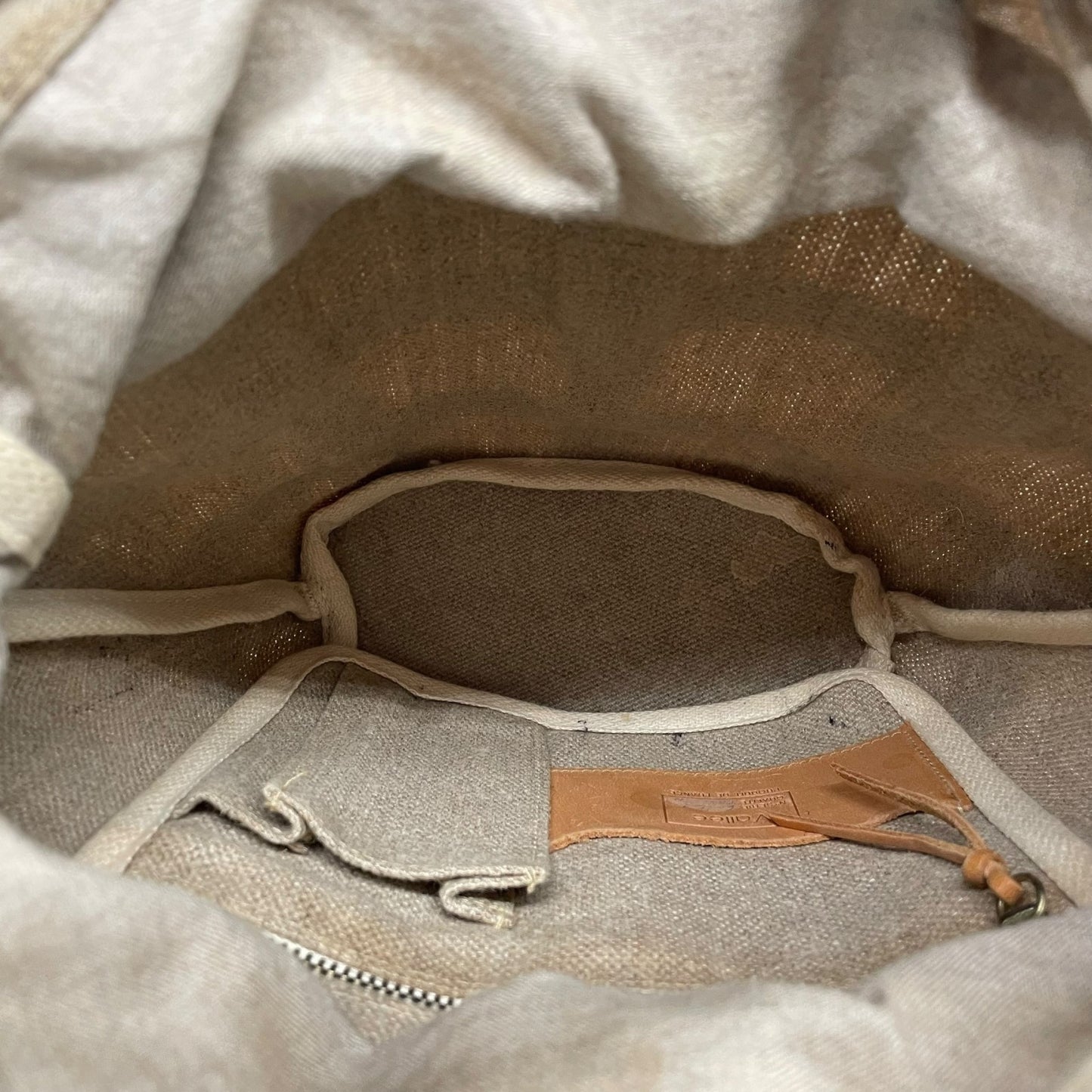 ジャストカンパーニュ Just Campagne バッグ ハンドバッグ トートバッグ レディース コットン 綿 キャンバス レザー ベージュ 巾着型 肩掛け ワンショルダー 定番 VALLEE SET truffe K1