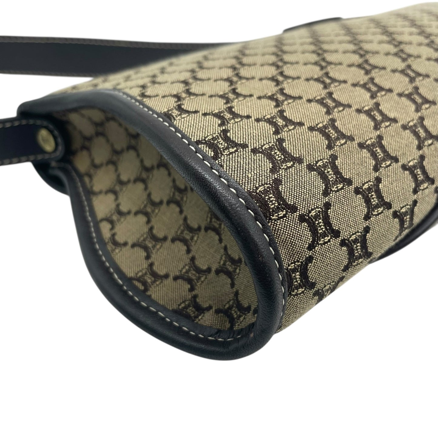 美品 CELINE セリーヌ マカダム トリオンフ ショルダーバッグ キャンバス×レザー ベージュ×ブラウン レディース ヴィンテージ 正規品 K9