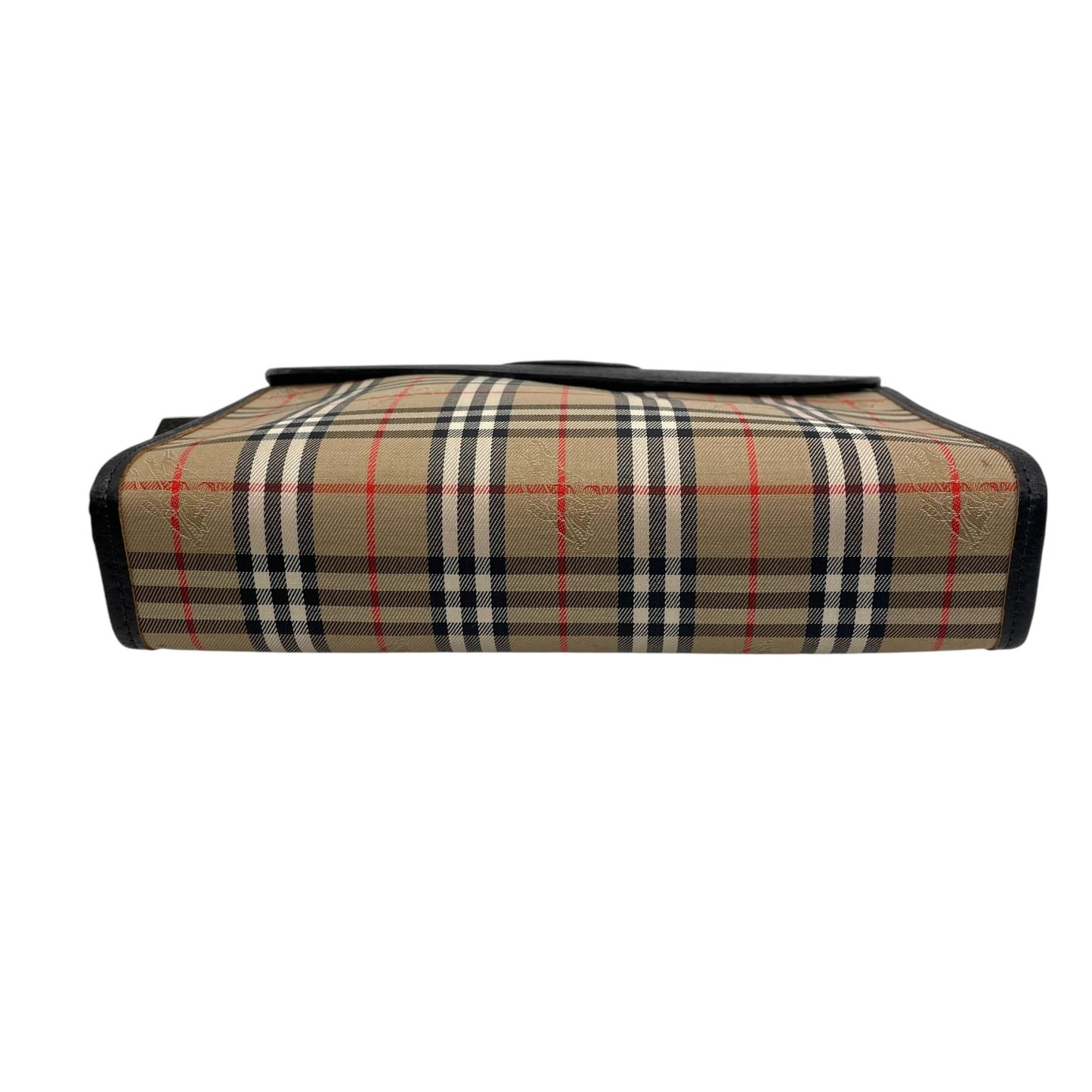 極美品 Burberry バーバリー クラッチバッグ ノバチェック シャドーホース ブラウン キャンバス×レザー ヴィンテージ 箱付き ホースロゴ セカンドバッグ ユニセックス メンズ レディース A1