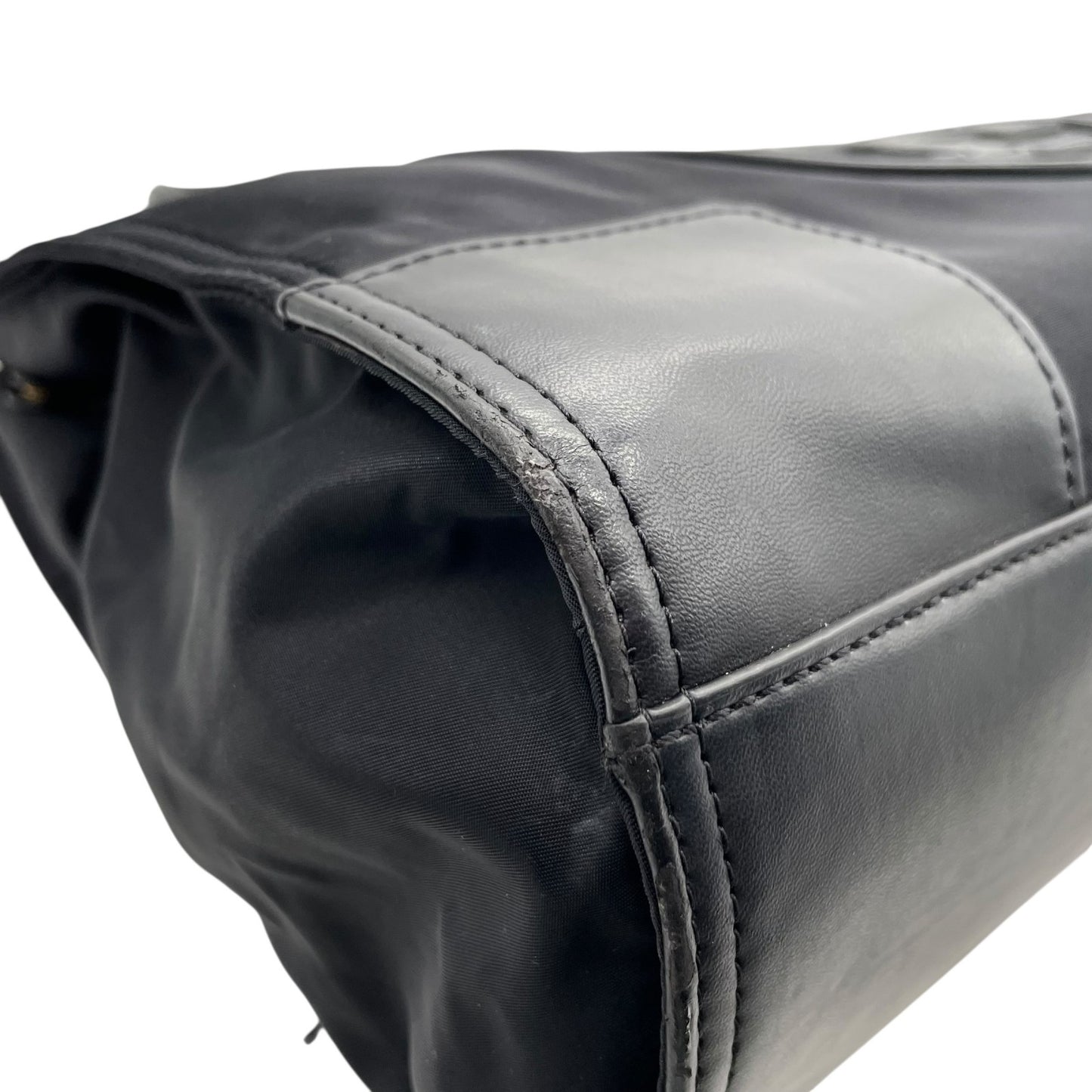 美品 TORY BURCH トリーバーチ エラ トートバッグ ブラック ナイロン レザー ゴールド金具 ロゴ 肩掛け可 レディース U17