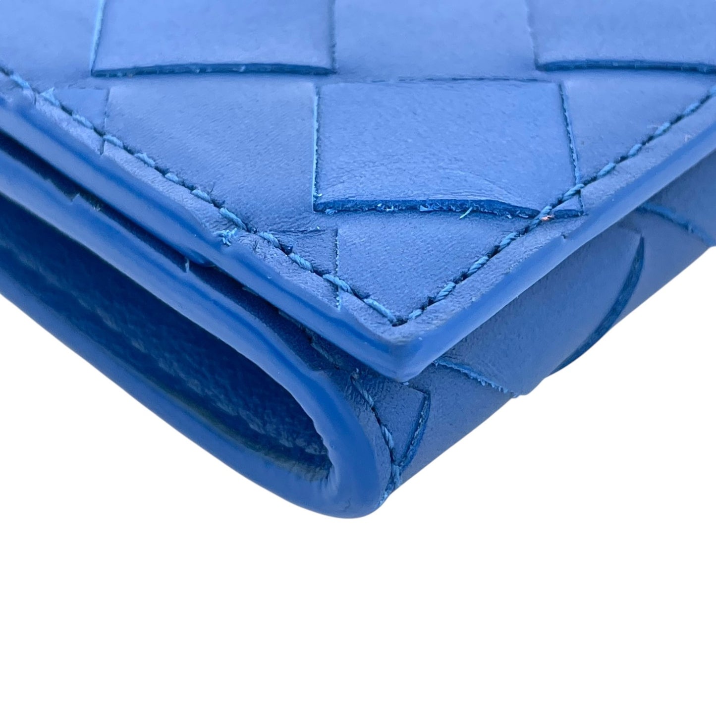 【新品同様】 BOTTEGA VENETA ボッテガヴェネタ マキシイントレチャート コインケース（小銭入れ） レザー ブルー 保存箱付き 正規品 ユニセックス M5