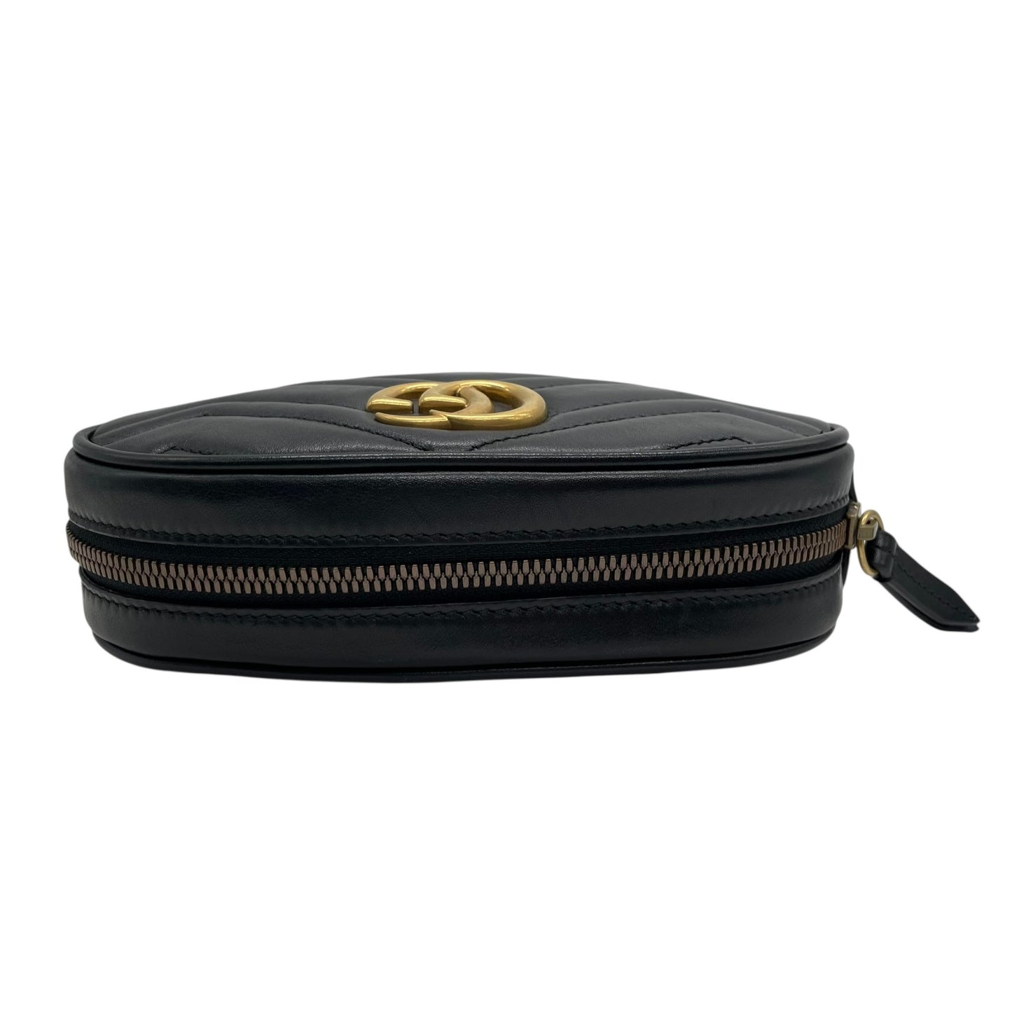 【新品同様】 GUCCI グッチ ウエストバッグ GGマーモント 476434 ベルトバッグ ブラック レザー キルティング ゴールド金具 レディース B3