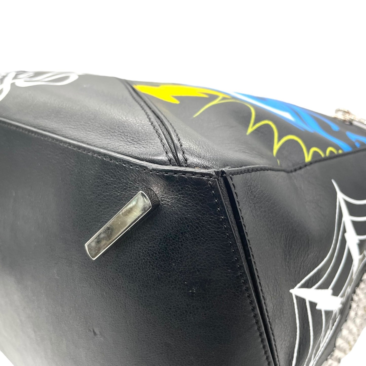 限定品 希少 極美品 LOEWE ロエベ パズルバッグ ラージ ミニボストン スタッズ アナグラム ロゴ チェーン ブラック 黒 マルチカラー メンズ レディース D