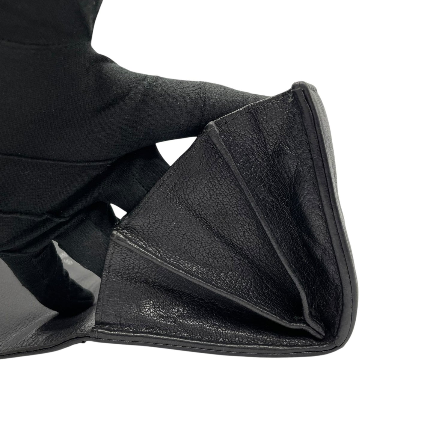 CHANEL シャネル ココマーク ラッキーフラワー クローバー 二つ折り 長財布 レザー 黒 ブラック フラワープリント レディース ヴィンテージ W5