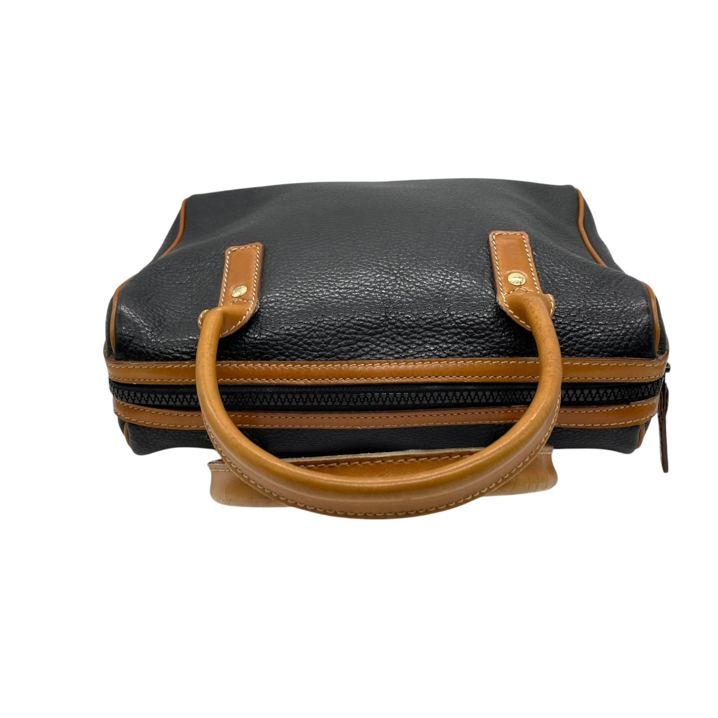 セリーヌ CELINE レザーハンドバッグ ブラック×ブラウン 黒 茶色 ゴールド金具 金金具 ボストンバッグ型 ヴィンテージ K5