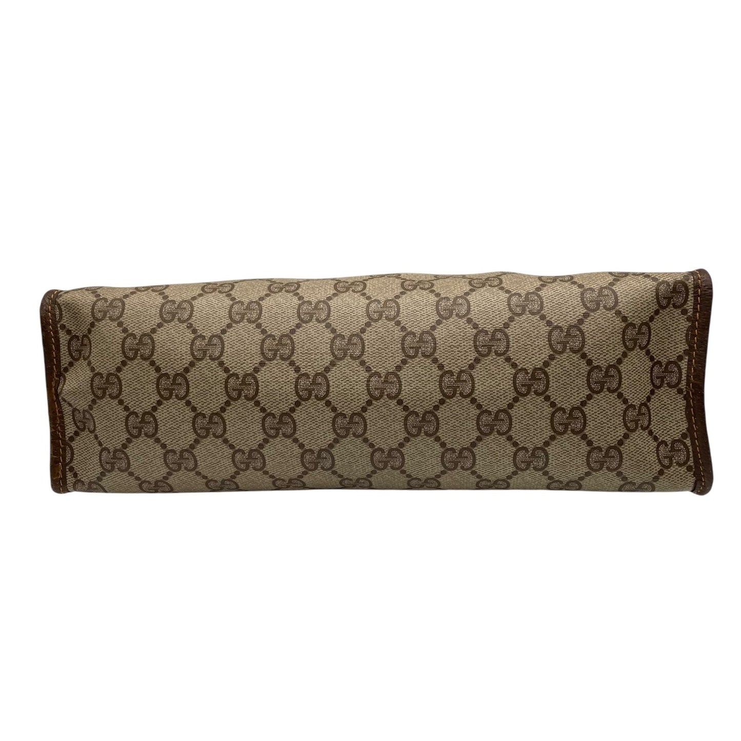 GUCCI グッチ GGスプリーム クラッチバッグ セカンドバッグ 茶 ブラウン グレー PVC レザー ゴールド金具 オールドグッチ ヴィンテージ メンズ レディース C4