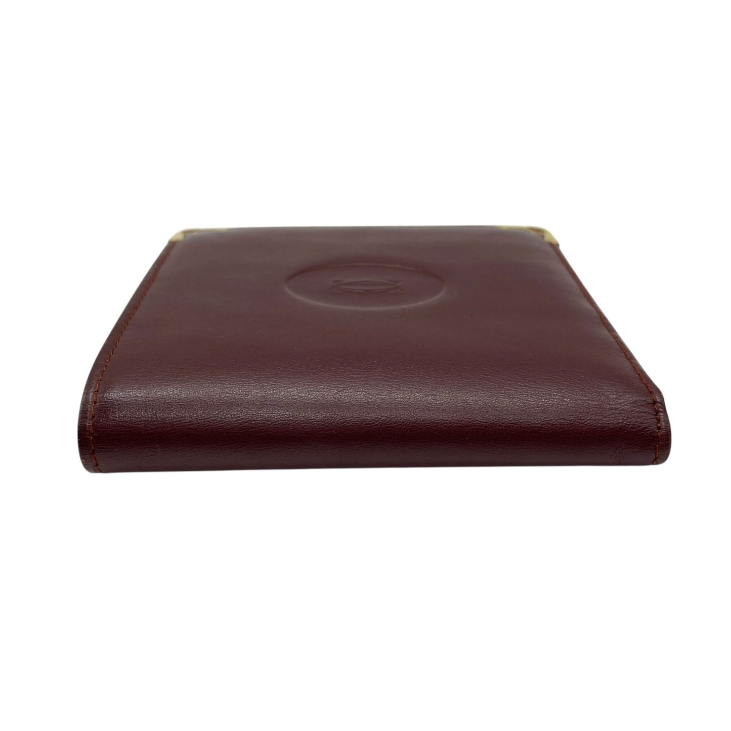 美品 カルティエ Cartier マストライン 二つ折り財布 ボルドー 赤 ワインレッド レザー ゴールド金具 ヴィンテージ メンズ レディース M5