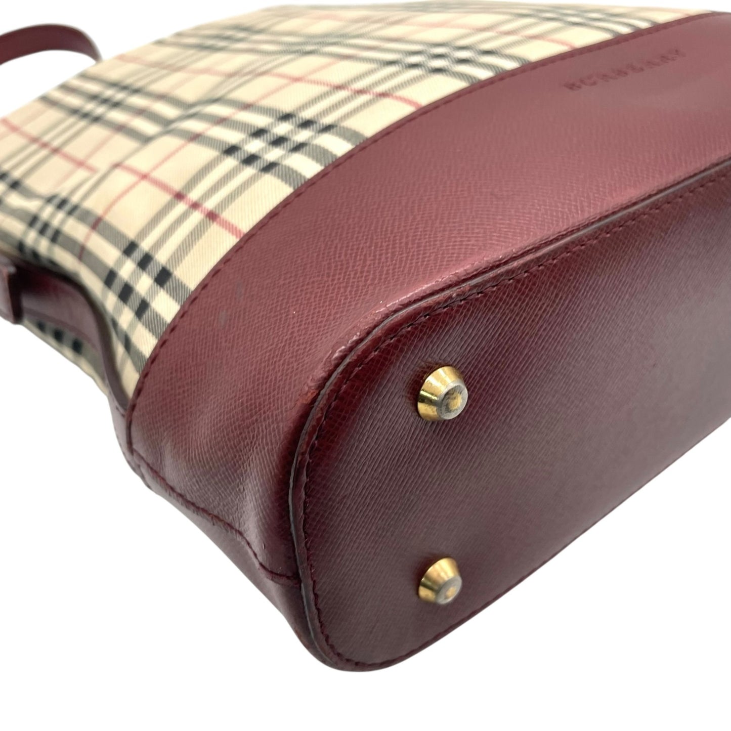 バーバリー Burberry ヴィンテージ ショルダーバッグ ハンドバッグ ノバチェック 赤 ボルドーレザー ワンショルダー C8