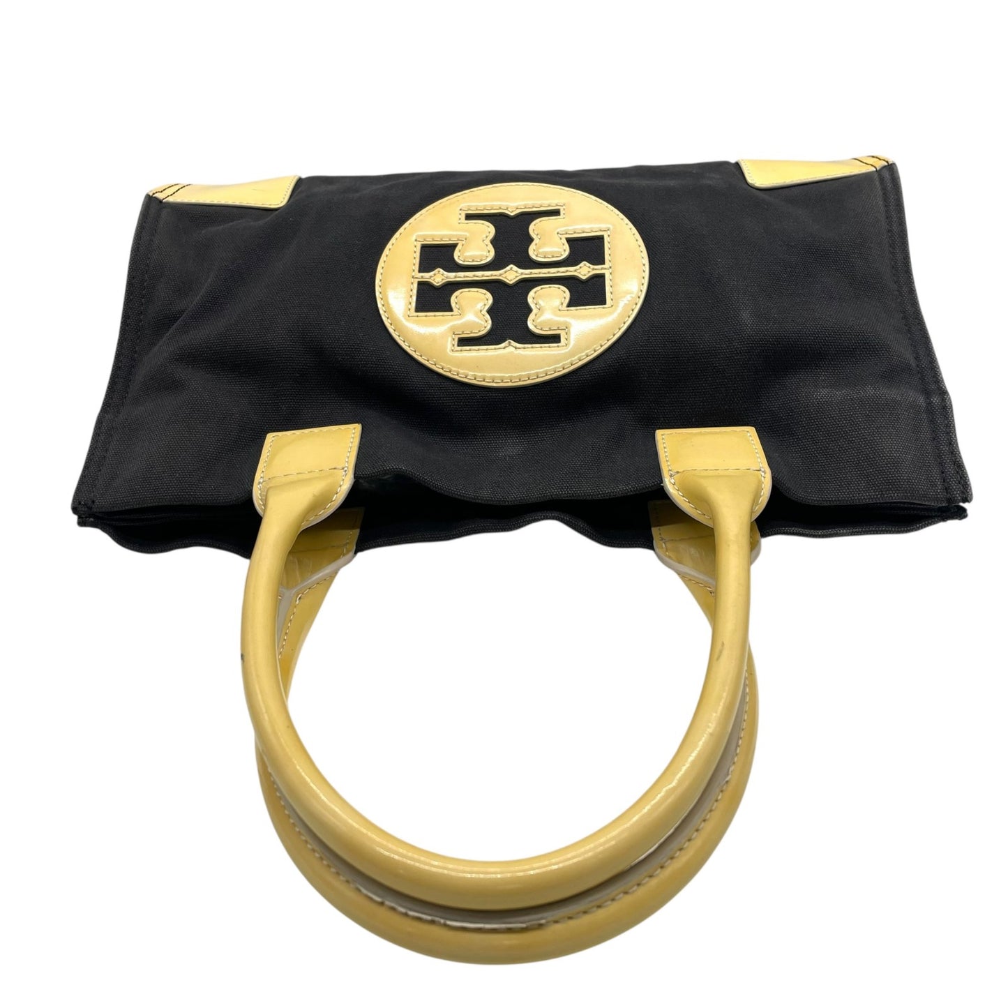 Tory Burch トリーバーチ トートバッグ エラ ロゴパッチ ビッグロゴ ダブルT 黒 ブラック×ベージュ キャンバス U8