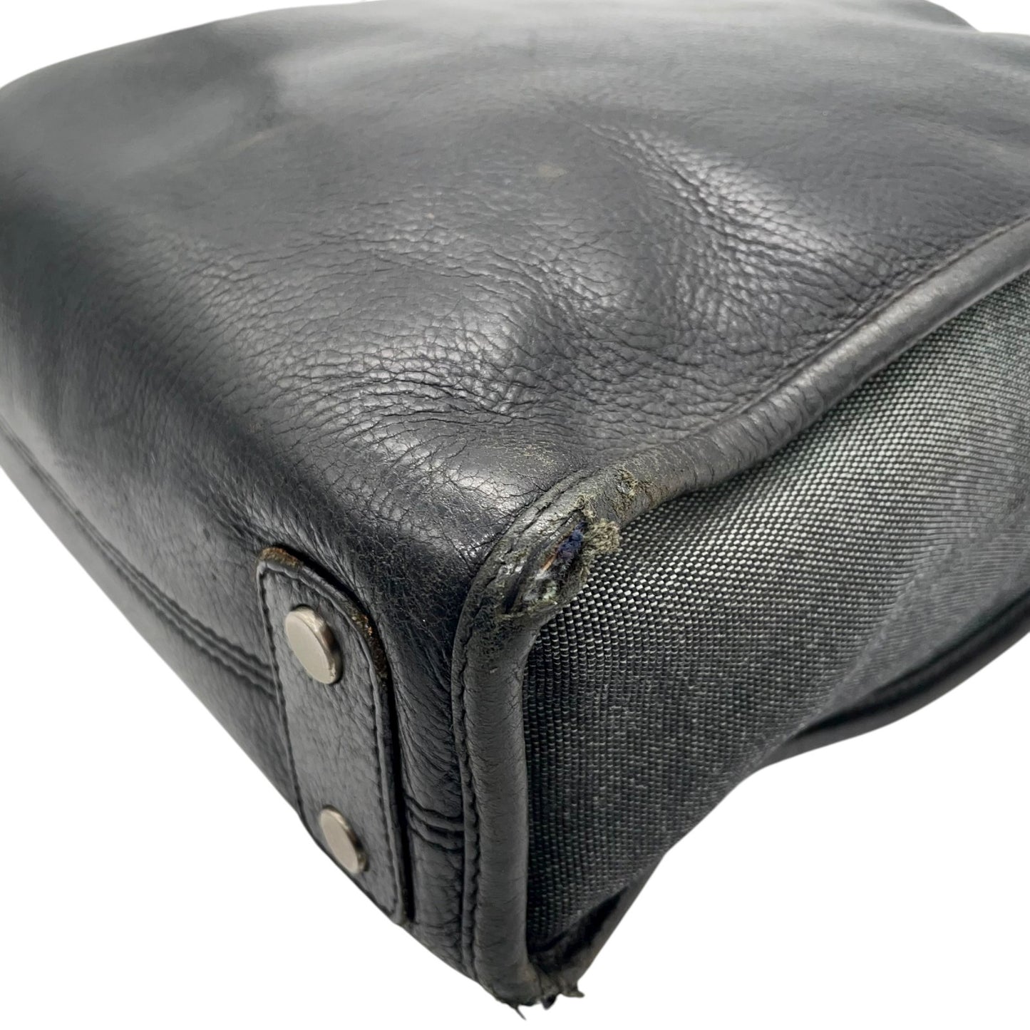 ハンティングワールド HUNTING WORLD トートバッグ ハンドバッグ レザー×キャンバス 黒 ブラック メンズ S68