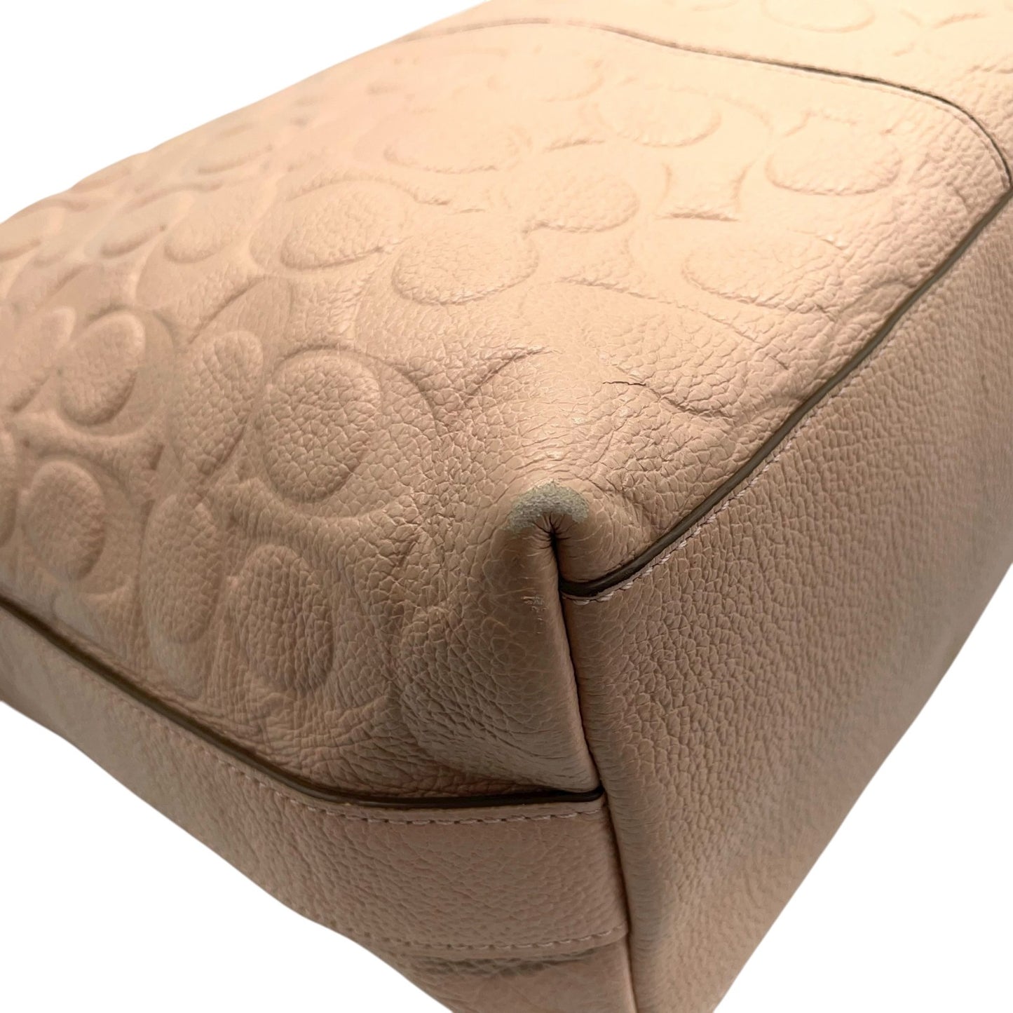 コーチ COACH ショルダーバッグ シグネチャー型押しレザー タッセル付き ベージュ ホーボー トート T3