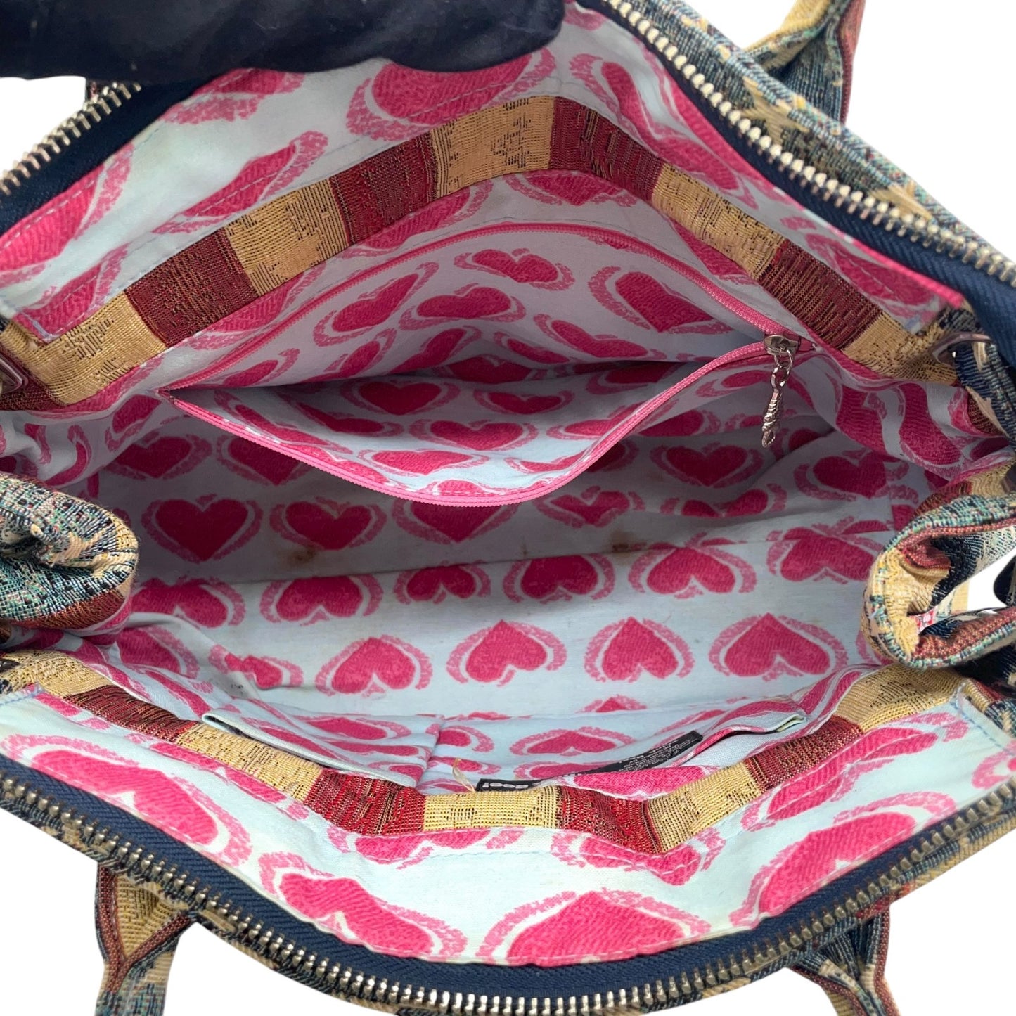 シンクビー Think Bee! ハンドバッグ トートバッグ アメリカ国旗 星柄 ラインストーン スパンコール マルチカラー デニム S90