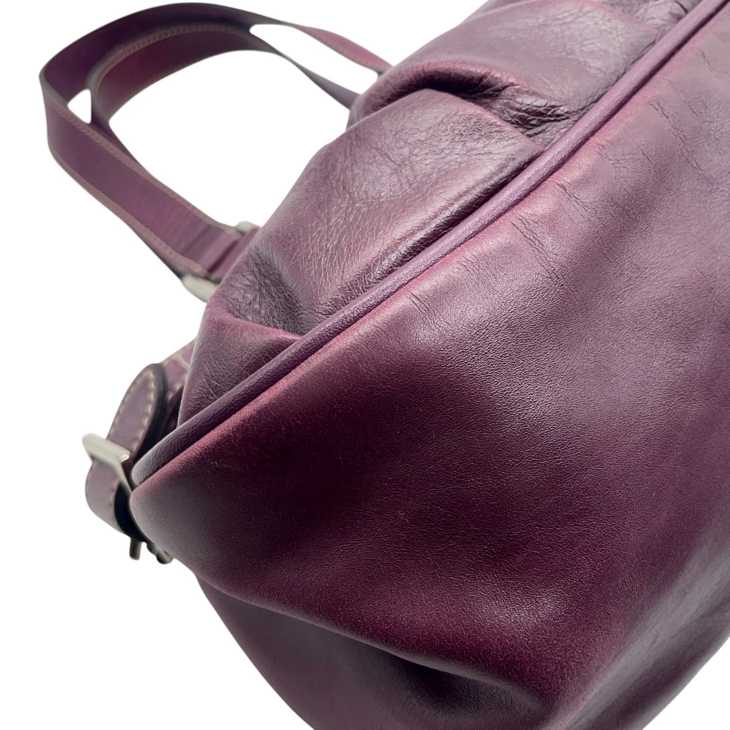 ロンシャン LONGCHAMP ハンドバッグ ベルトデザイン フラップ パープル レザー 本革 シルバー金具 ユニセックス レディース Y2K 00s ヴィンテージ s94 vintage