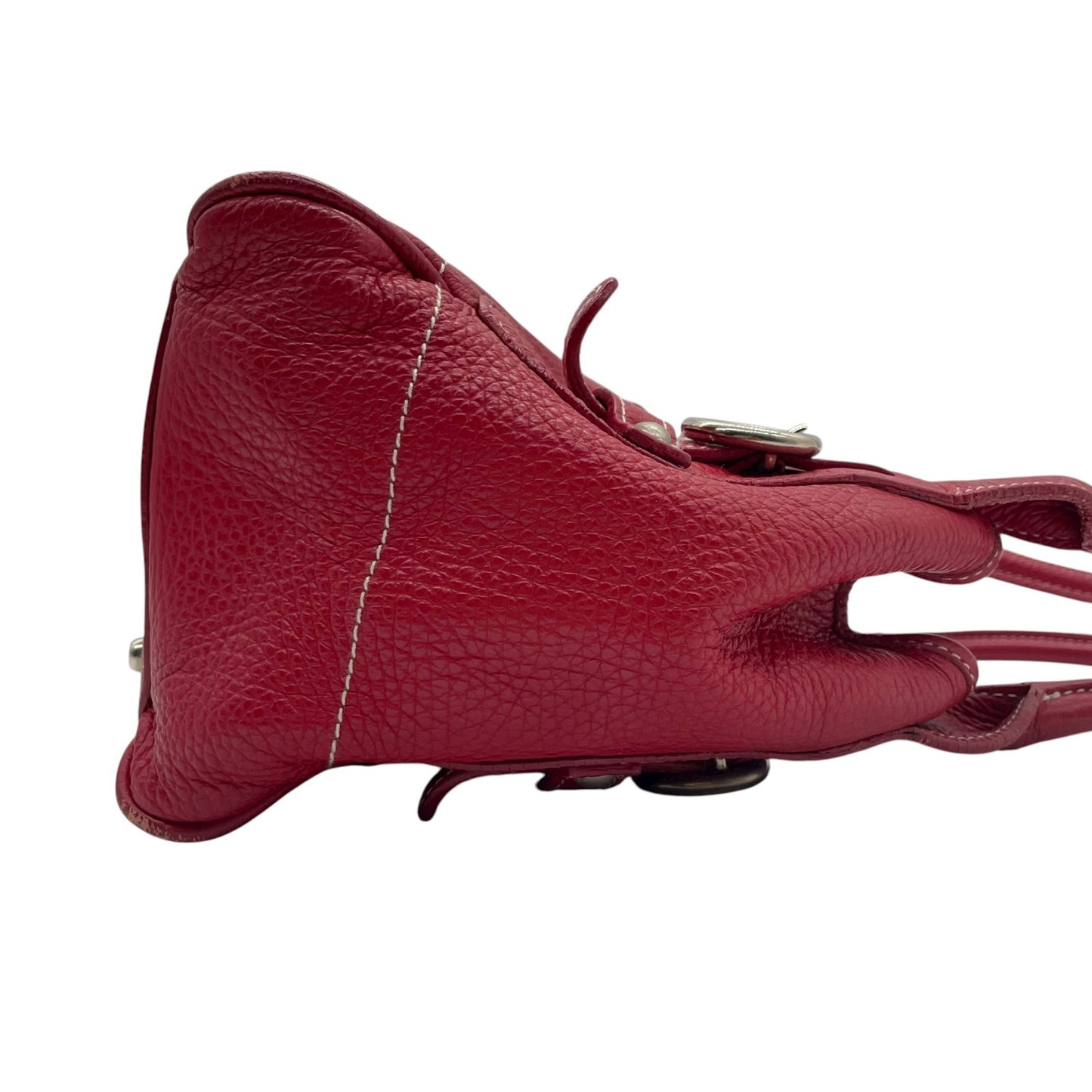 フルラ FURLA レザー ハンドバッグ トートバッグ ショルダー付き 赤 レッド シルバー金具 S93