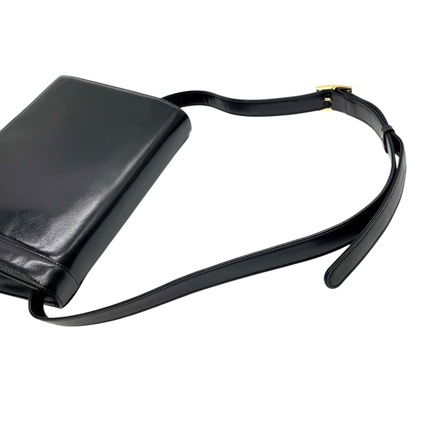 ジバンシィ GIVENCHY ジバンシー ショルダーバッグ レザー 黒 ブラック ゴールド金具 ロゴ ヴィンテージ C5