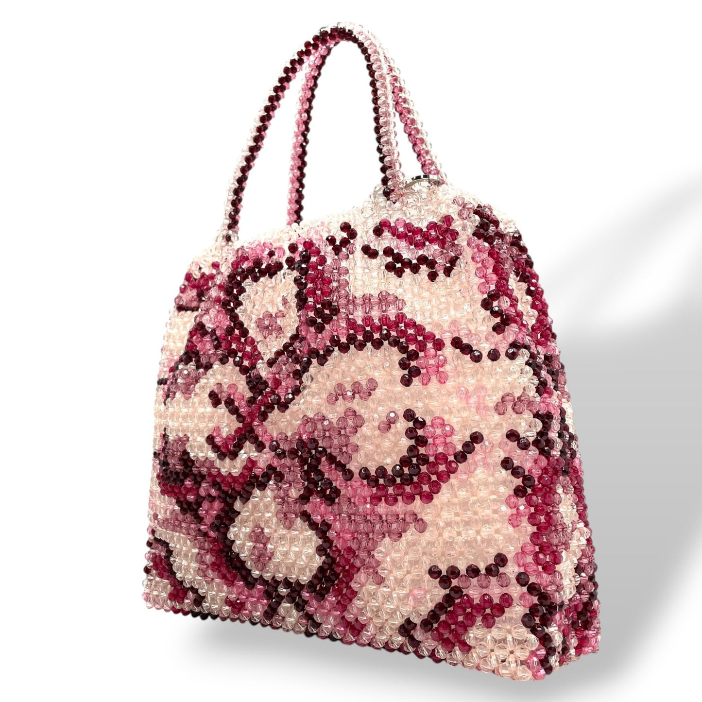 極美品 アンテプリマ ANTEPRIMA ワイヤーバッグ ビーズ ハンドバッグ ピンク系 グラデーション フラワー 花柄 クリスタル レディース U4