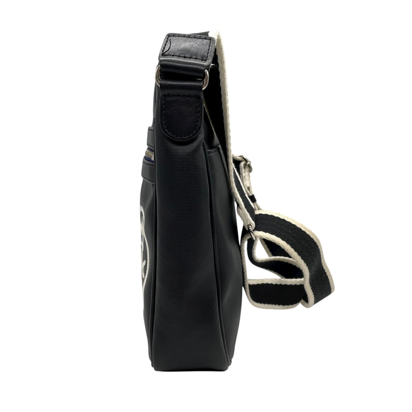 美品 カステルバジャック CASTELBAJAC ショルダーバッグ クロスボディ ロゴ刺繍 レザー ナイロン 黒 ブラック C11