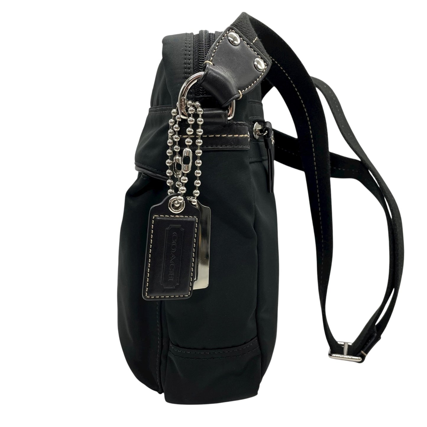 未使用級 美品 コーチ COACH ナイロン レザー ショルダーバッグ クロスボディ 70204 黒 ブラック 軽量 メンズ レディース S24