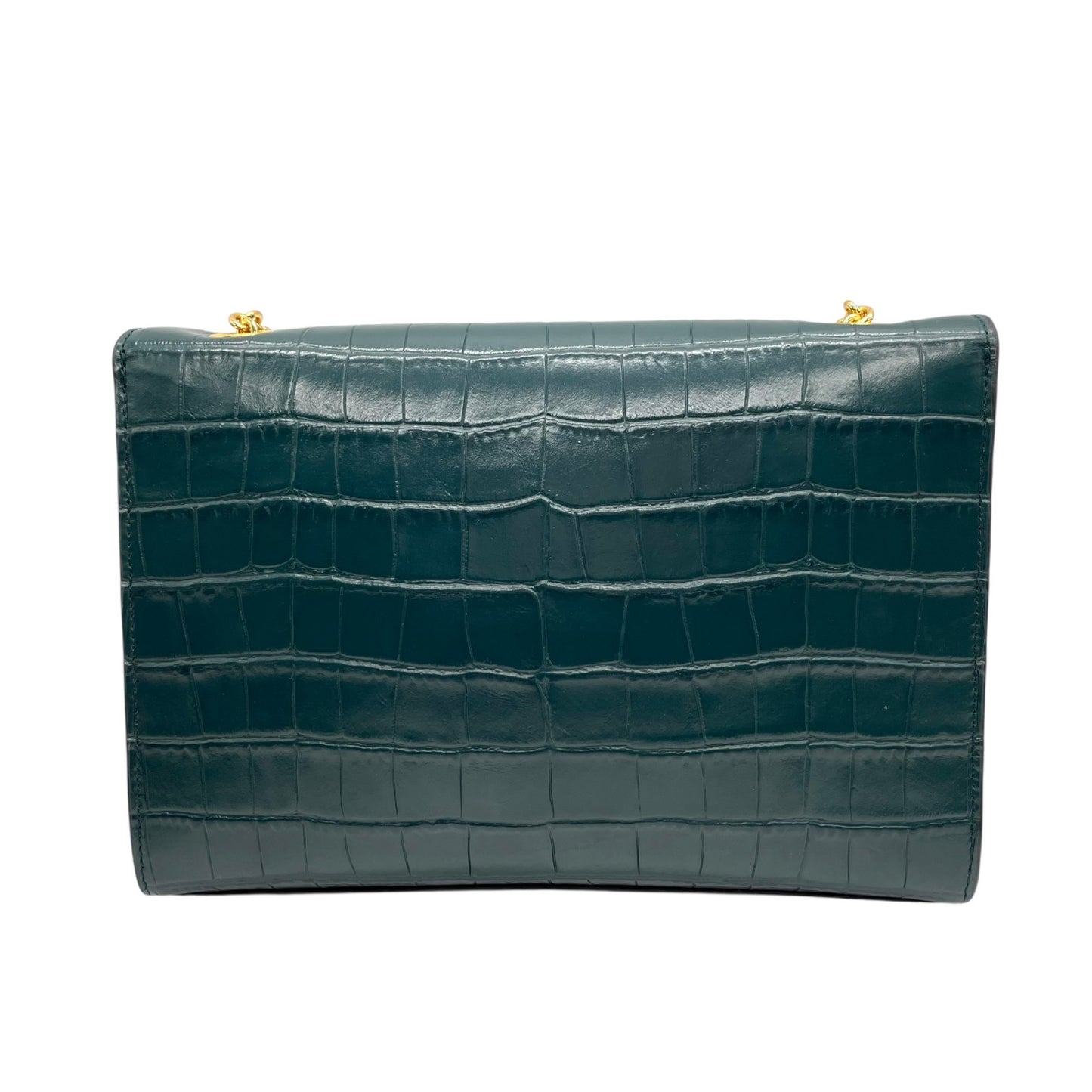 フルラ FURLA チェーンショルダーバッグ 型押し ダークグリーン 深緑 金金具 ゴールド金具 上品 高級感 A3