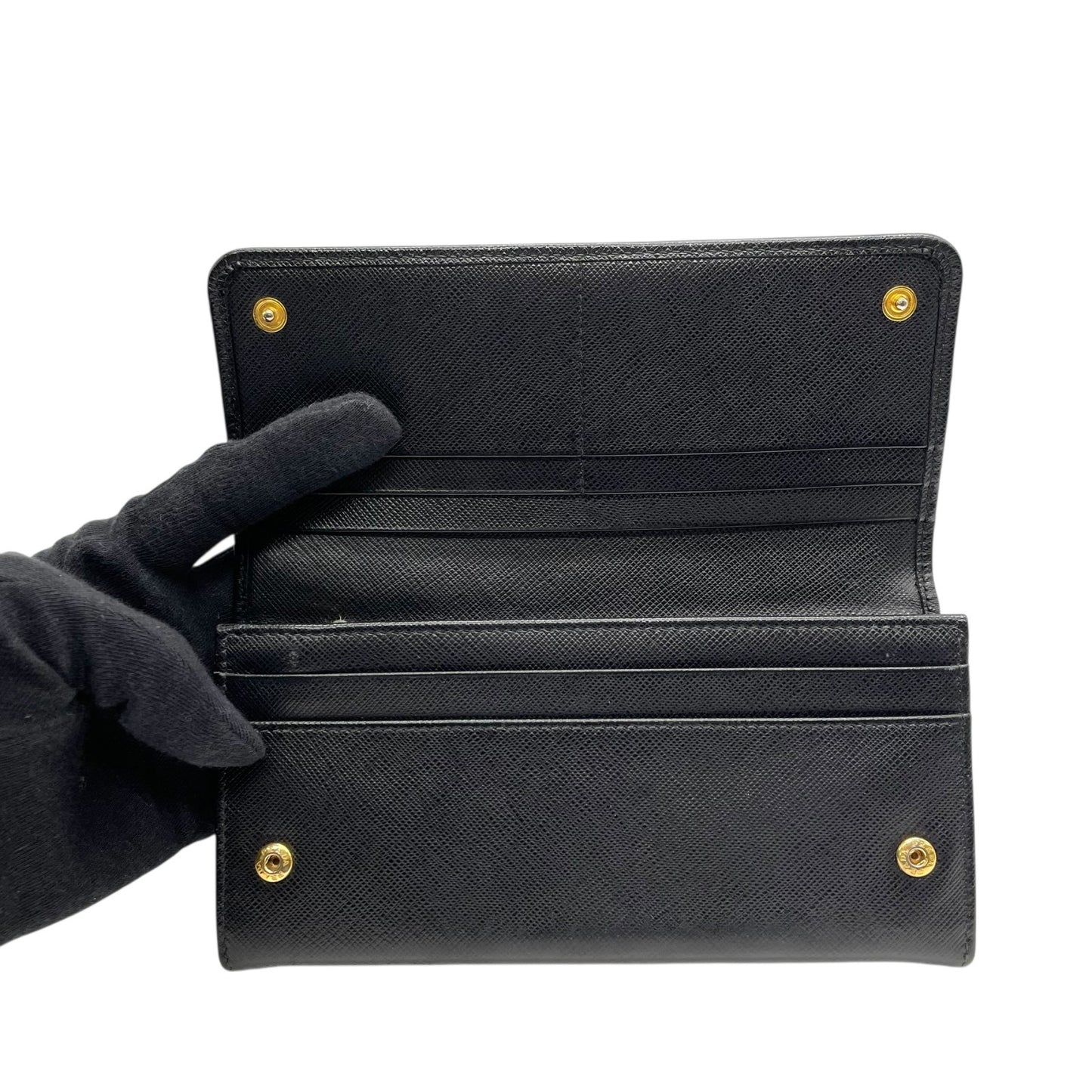 プラダ PRADA 長財布 ブラック 黒 NERO サフィアーノレザー ゴールド金具 ロゴ 1MH132/2D93/F0002 メンズ レディース M1