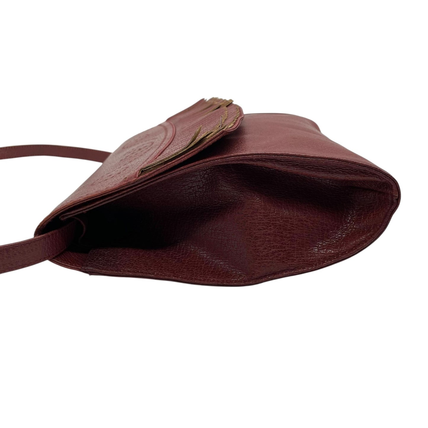 ヴァレンティノ ガラヴァーニ VALENTINO GARAVANI ショルダーバッグ メッセンジャーバッグ レッド ボルドー ワインレッド レザー フリンジ レディース S80