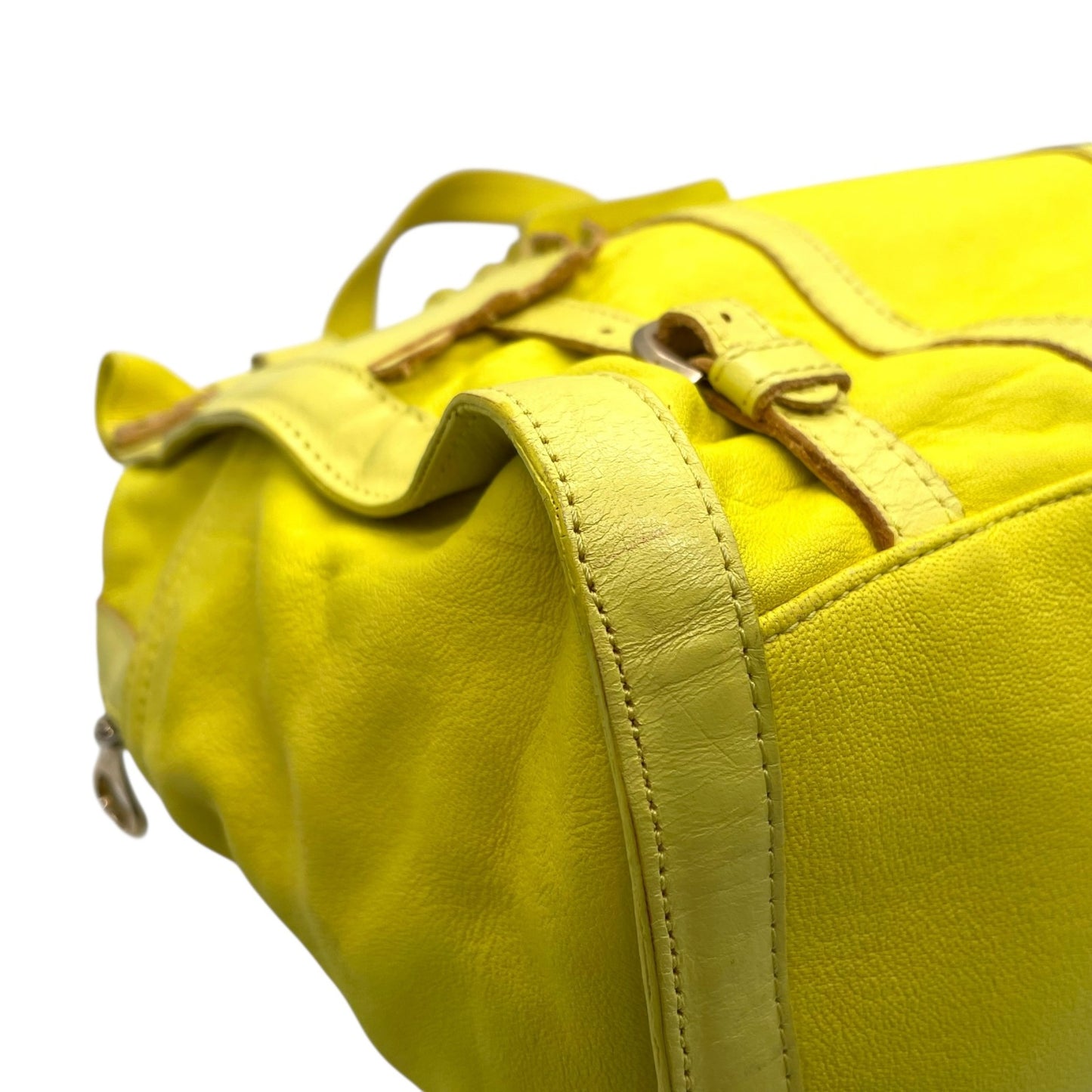 シーバイクロエ SEE BY CHLOE ハンドバッグ トートバッグ 黄色 レモンイエロー レザー ゴールド金具 ロゴ ベルト フリル ファスナー開閉 肩掛け可 レディース U12