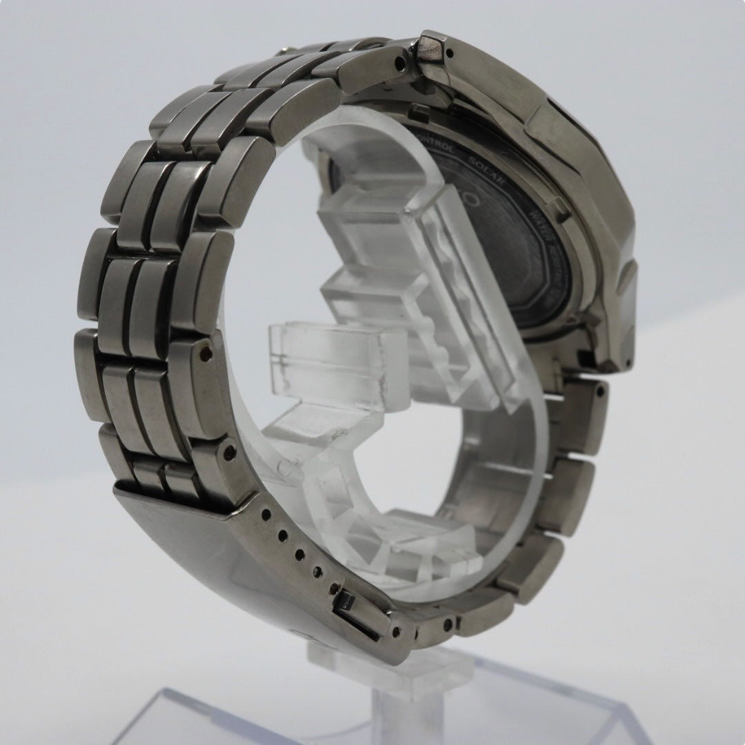 【稼働品／クリーニング済】セイコー SEIKO ブライツ 7B22-0AC0 腕時計 メンズウォッチ ソーラー電波 チタン ブラック文字盤 シルバー デイト アナログ ビジネスシーン カジュアル 軽量モデル G3