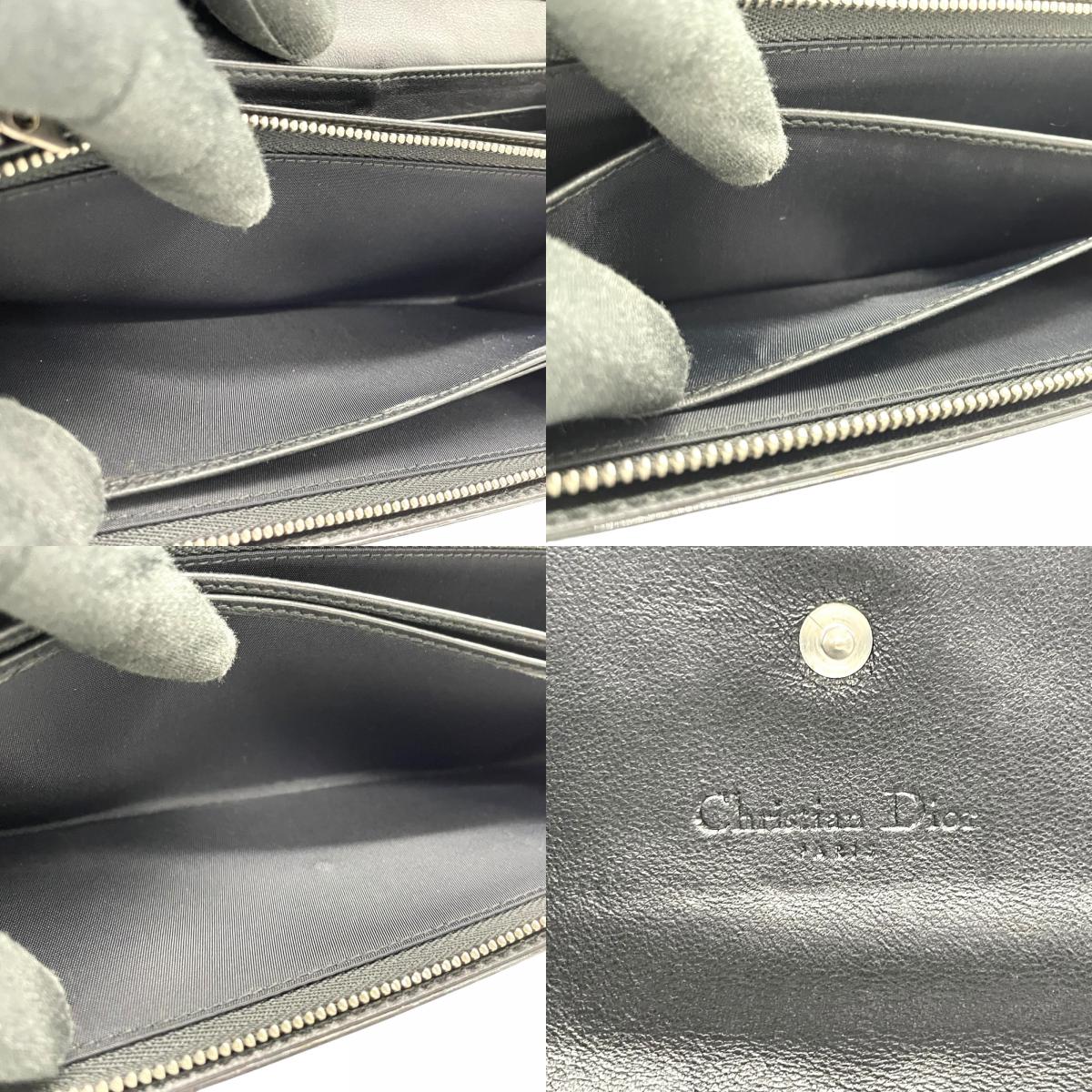 クリスチャンディオール Dior レディディオール ウォレットオンチェーン 黒 ブラック カナージュ パテントレザー チェーンストラップ キルティング エナメル ロゴ レディース W4