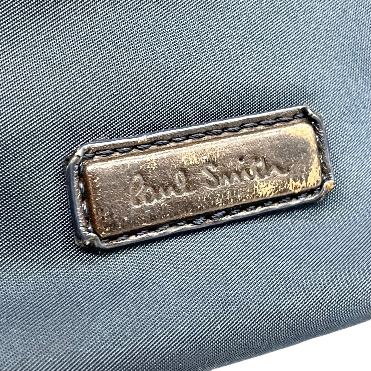 Paul Smith ポールスミス ZIP SIGNATURE ジップシグネチャー トートバッグ ビジネストート 紺 ネイビー 茶 ブラウン マルチストライプ ナイロン レザー シルバー金具 肩掛け可 メンズ X2