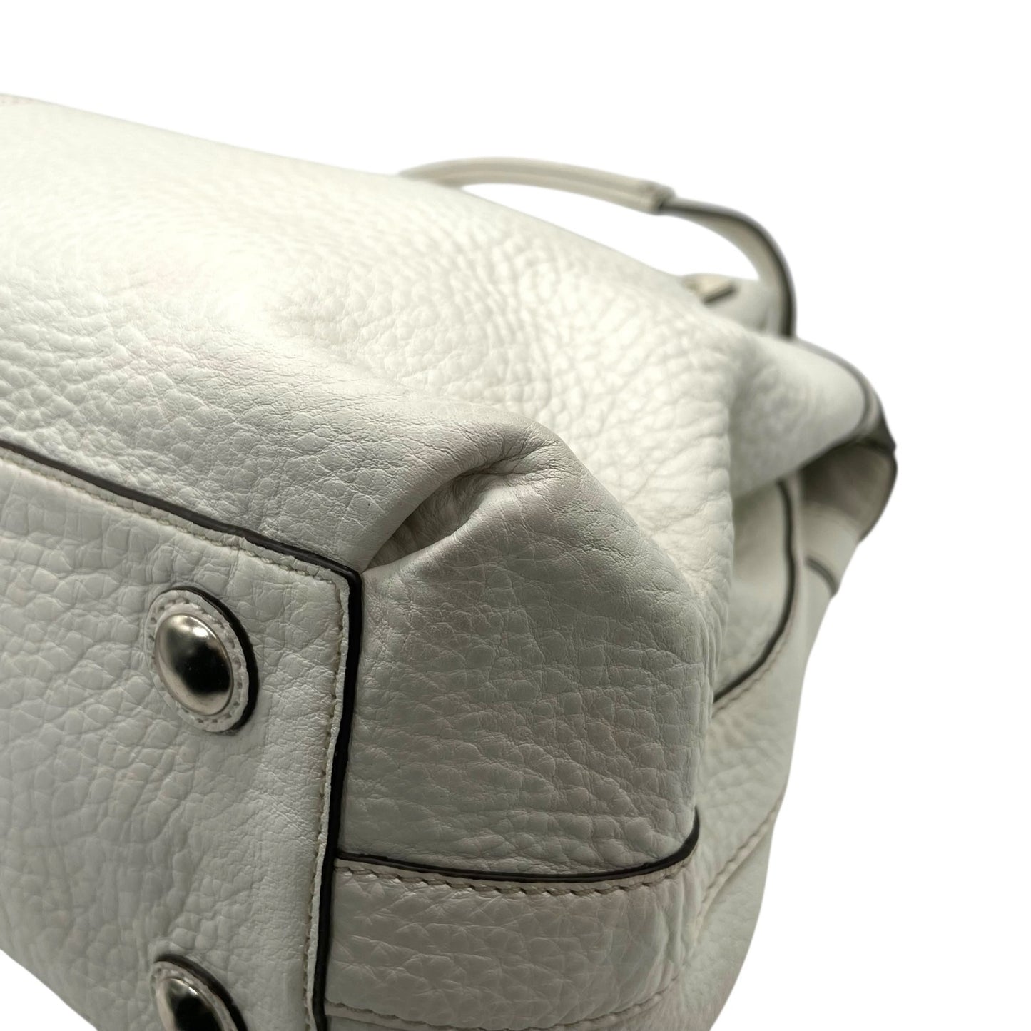 コーチ COACH トートバッグ 13160 ホワイト 白 レザー シルバー金具 ブラウン 茶色 チャーム付き A4対応 通勤 通学 S93