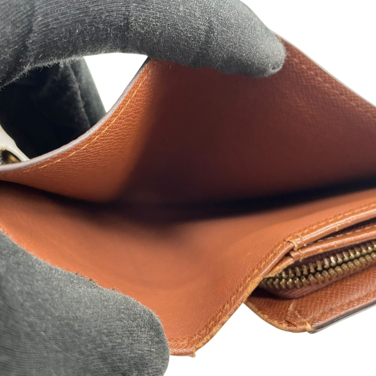 ルイ・ヴィトン LOUIS VUITTON LV モノグラム ポルトモネ ビエ トレゾール 三つ折り財布 M61730 茶色 ブラウン レザー PVC 金金具 ゴールド シリアル刻印 W1