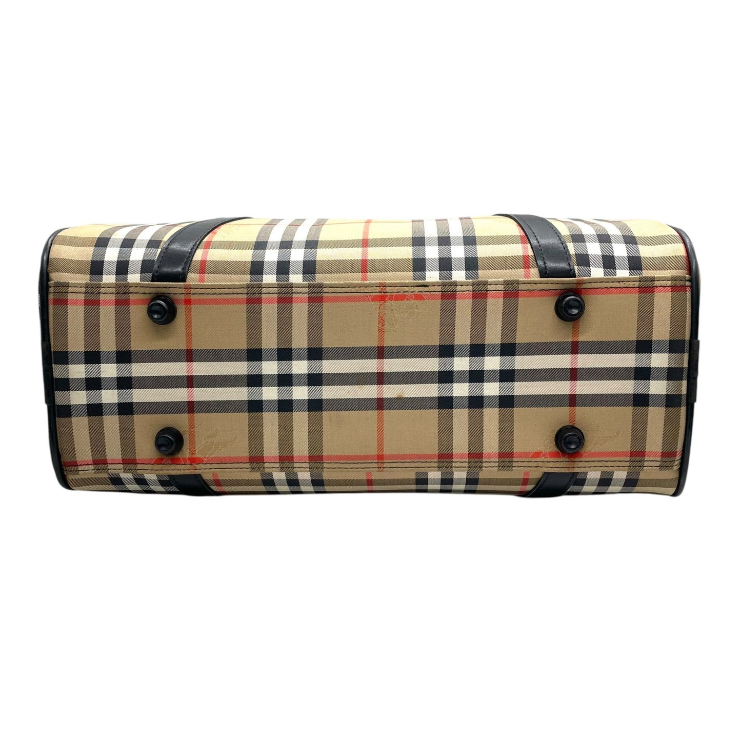 バーバリーズ Burberrys ボストンバッグ ハンドバッグ ノバチェック シャドーホース ベージュ 黒 ブラック キャンバス レザー 大容量 旅行バッグ C