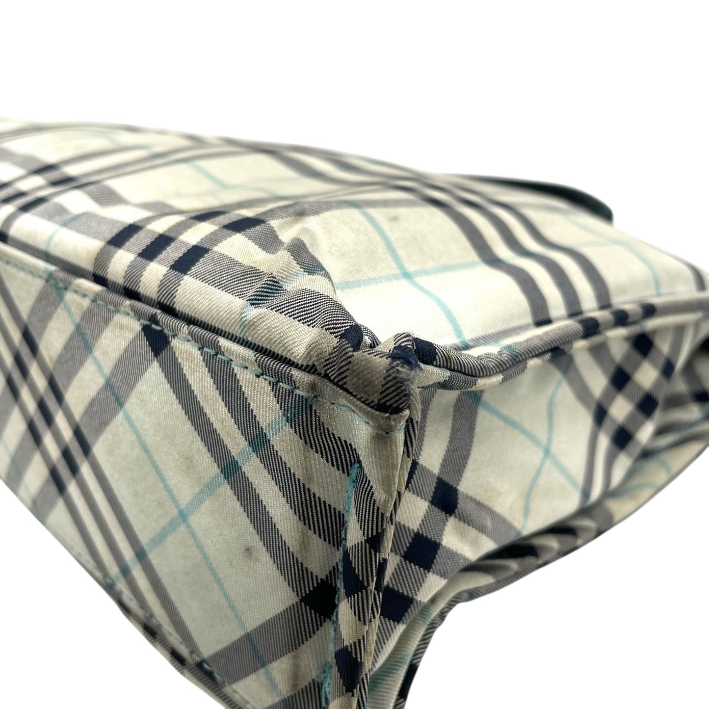 BURBERRY BLUE LABEL バーバリー ブルーレーベル ハンドバッグ ミニトート ノバチェック ライトブルー ネイビー ナイロンキャンバス ホースロゴ レディース U14