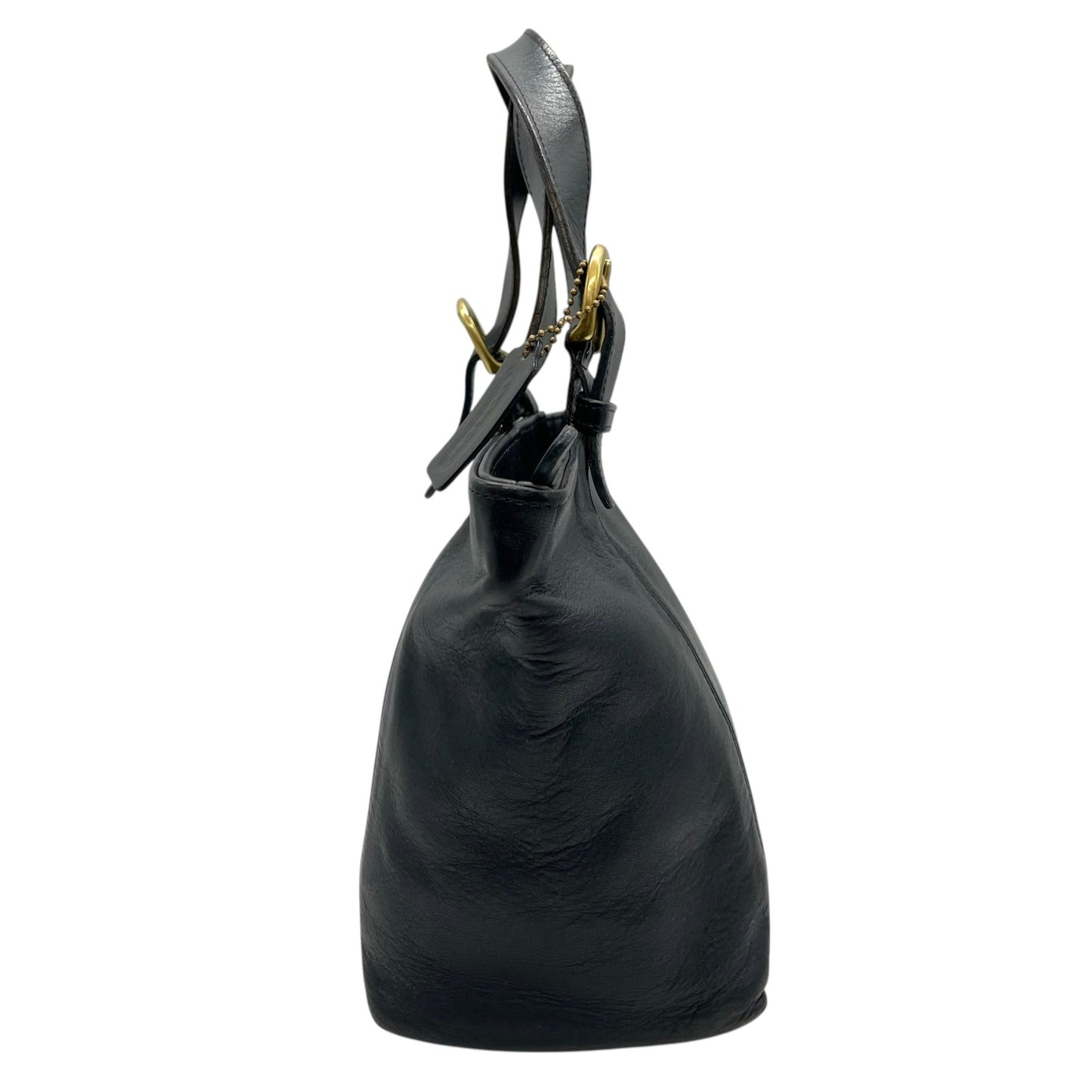 コーチ COACH オールドコーチ ハンドバッグ ミニトートバッグ 紺 ネイビー レザー ゴールド金具 ファスナー開閉 ロゴチャーム ヴィンテージ レディース S61